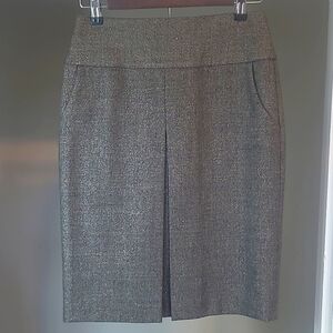 J.Crew Metallic Wool Pencil Skirt  Gold Gray Luxe Women’s 0